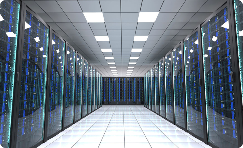 Aisle in a secure data center