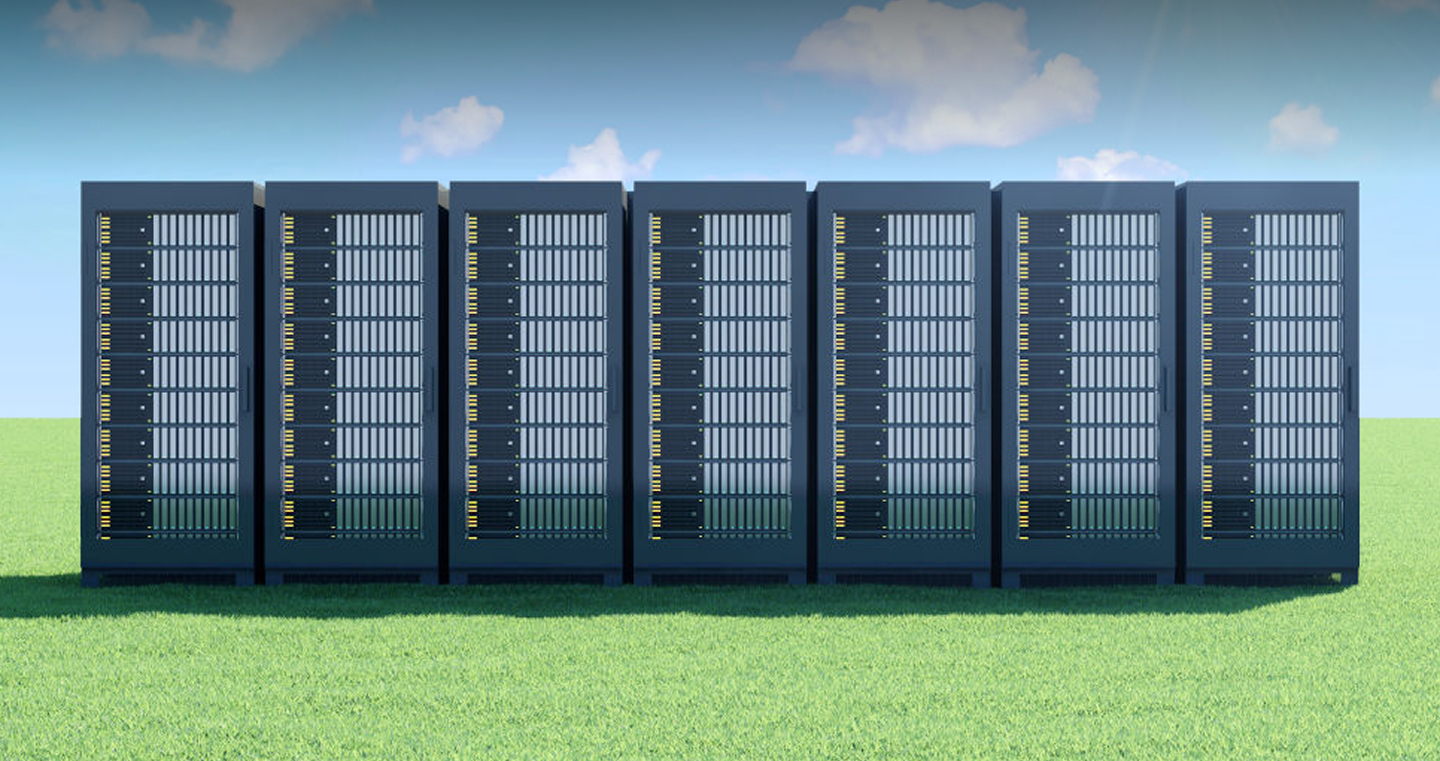 Server racks inside a modern data center