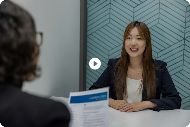 Team member presenting in a video call